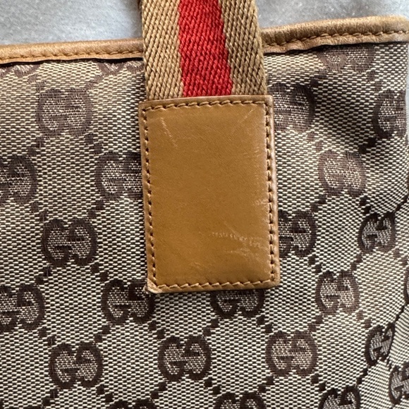 Authentic GUCCI GG Canvas Sherry Line Tote Bag Beige - Picture 8 of 16